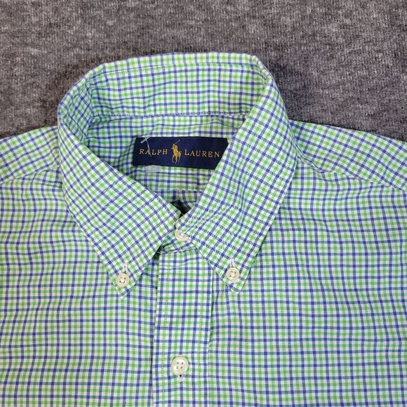 Polo Ralph Lauren Mens Button Up Shirt Size S Green Blue Checkered Long Sleeve - Picture 3 of 11